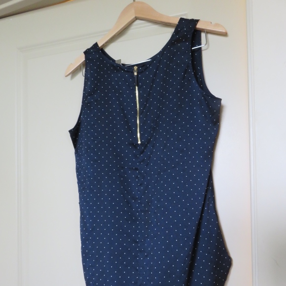 SOLD Ann Taylor Navy Polka Dot Tank - Picture 2 of 4